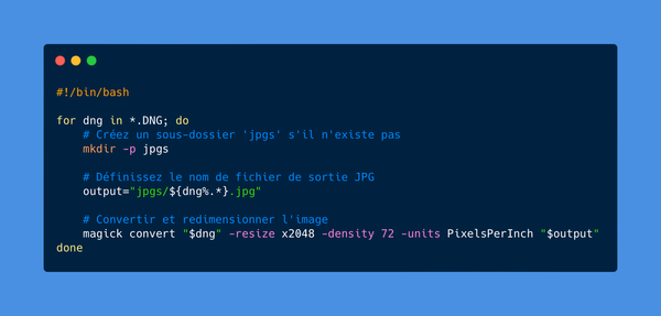 Des DNG en JPG à la bonne taille depuis le Terminal ? Oui.